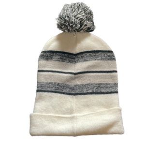 City Hunter Black And White Striped Beanie
